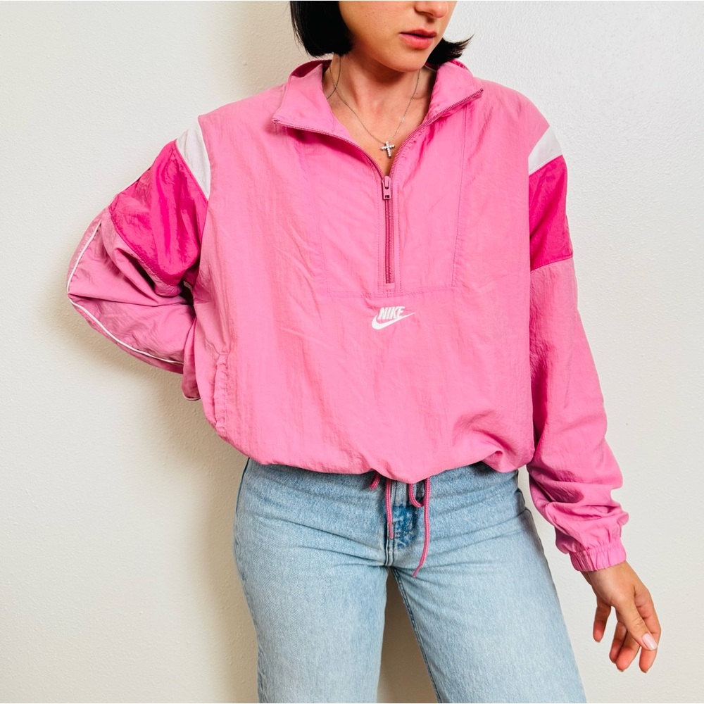 Nike Women’s Vintage-Style Pink Colorblock Windbreaker – Size Small